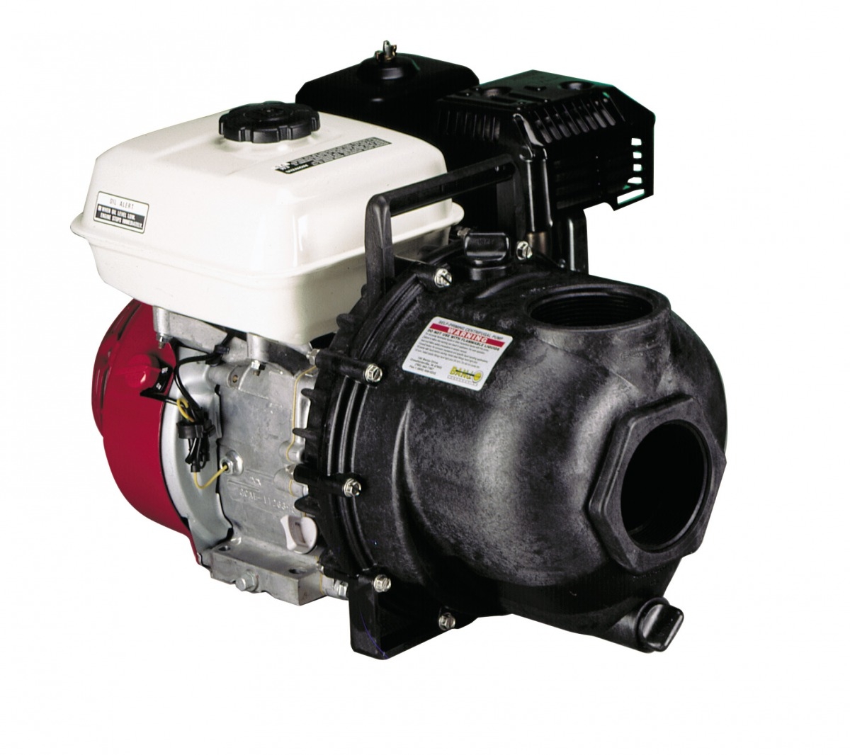 Bomba BANJO con motor de gasolina 5,5 CV HONDA. Montada en monobloc. Opcional sobre bancada inox. y con separador. Fabricada en PPFV.